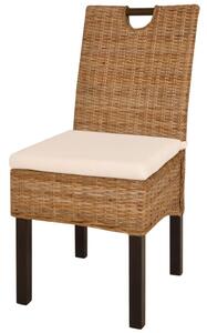 Jídelní židle 4 ks ratan kubu a mangovníkové dřevo