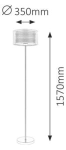 Rabalux 2633 Anastasia Stojací lampa s textilním stínidlem | E27 | Chrom | Kov - r-2633