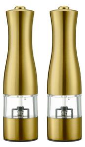 Silvercrest® Kitchen Tools Sada elektrických mlýnků na sůl a pepř, 2dílná, zlatá (800009021)