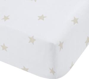 Bílé/béžové napínací bavlněné dětské prostěradlo na jednolůžko 90x190 cm Mini Star & Stripes – Bianca