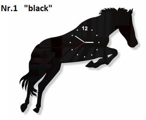 Designové nástěnné hodiny ve tvaru koně Černá