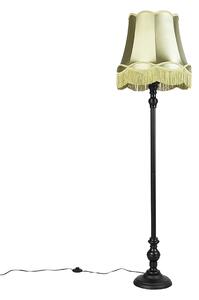 Chytrá stojací lampa černá s abajurem zelená vč. wifi A60 - Classico