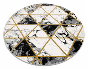Koberec EMERALD exkluzivní 1020 kruh - glamour, marmur, trojúhelníky černý/zlatý