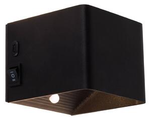 LED nástěnné světlo Cube baterie, magnet, černá