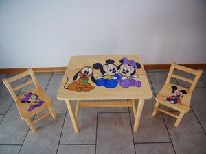 Dětský dřevěný stůl se židlemi s potiskem - mini Mickey Mouse - 51X40 CM