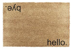 Černá rohožka z přírodního kokosového vlákna Artsy Doormats Hello, Bye, 40 x 60 cm