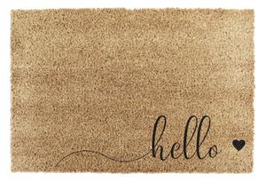Černá rohožka z přírodního kokosového vlákna Artsy Doormats Hello Scribble, 40 x 60 cm