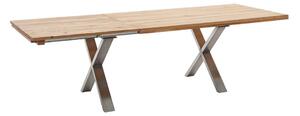 Rozkládací jídelní stůl z masivu BROOKLYN dub divoký/leštěná ocel Velikost stolu 180x100