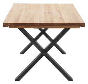 Rozkládací jídelní stůl z masivu BROOKLYN dub divoký/lak antracit Velikost stolu 180x100