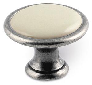 12943 - RUDA knopka st.stříbrná/porcelán