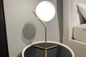 Skleněná stolní lampa Miotto Emelia s mosazným podstavcem