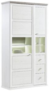 VITRÍNA, šedá, bílá, 110/209/43 cm Hom`in - Kredence a vitríny