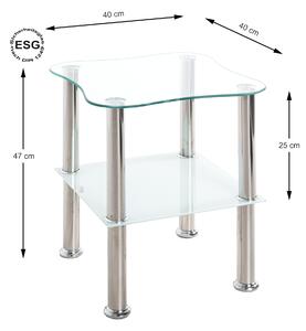 Přístavný stolek KLECKS kov/sklo bílá