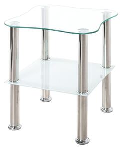 Přístavný stolek KLECKS kov/sklo bílá