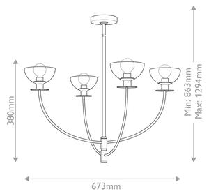 Alora Mood ALM-SYLVIA4-BG-CL - Lustr na tyči SYLVIA 4xE14/40W/230V zlatá