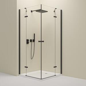 Erga Bern Double, sprchový kout s 2-křídlými dveřmi 70(dveře) x 70(dveře) x 195 cm, 6mm čiré sklo, černý profil, ERG-V02-BERN-D070D070-CL-BK