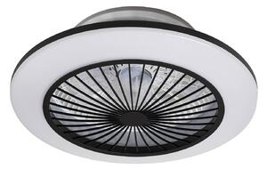Lindby Stropní ventilátor LED Mamuti, černý, tichý, Ø 55 cm, stmívatelný, Černá, Obývací pokoj / jídelna, Hliník, Moderní
