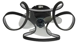 Lindby Stropní ventilátor LED Lomata, černý, tichý, Ø 23 cm, stmívatelný, Černá, Obývací pokoj / jídelna, Hliník, Moderní