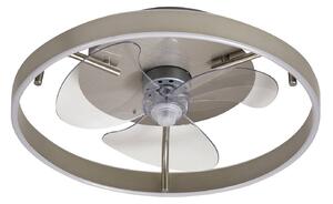 Lindby LED stropní ventilátor Momitu, stříbrný, tichý, Ø 50 cm, stmívatelný, Hliník / šedá / zinek, Obývací pokoj / jídelna, Hliník, Moderní