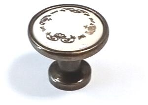 91464 - Knopka 30,5mm, porcelán / zlatý ornament