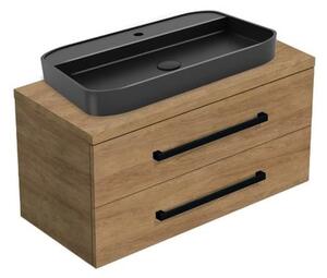 Koupelnová skříňka s umyvadlem a krycí deskou SAT Cube Way 100x47,5x46 cm dub Hickory mat CUBE46C1003DHSAT40