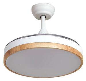 Lindby Stropní ventilátor LED Oras, bílý, DC, tichý, Ø 107 cm, Bílá / opál, Obývací pokoj / jídelna, kov, Moderní