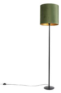 Stojací lampa botanická černá se zeleným stínítkem 40 cm - Simplo