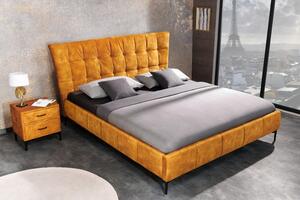 Hořčicová sametová postel Boutique 160x200 cm