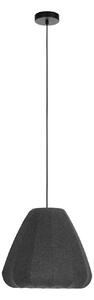 Závěsná lampa Barlaston, Ø 35 cm, černá/šedá, kov, látka