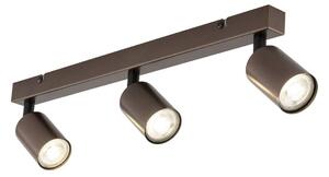 TK Lighting Stropní bodové svítidlo Top, nastavitelné, hnědé, lineární se třemi, stmívatelný, Hnědá / rez, Obývací pokoj / jídelna, kov, Moderní, Stropní svítidlo