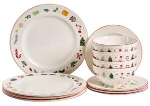 Sada 12 kusů nádobí SAFFRON Porcelán Bílá