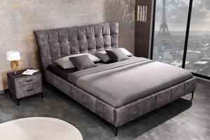 Tmavě šedá sametová postel Boutique 180x200 cm