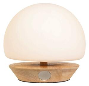 Stolní lampa Ancilla, dřevo, sklo, buk, opálová bílá, patice G9