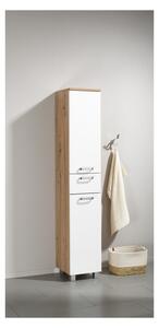 LIVARNO home Vysoká koupelnová skříňka Palermo, bílá/dub (100374263)