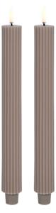 Uyuni - Kuželová Svíčka LED Grooved 2-pack 3,2x25,5 cm Sandstone/Smooth Lighting