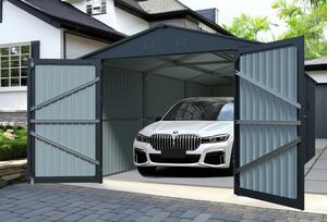 Plechová garáž BestBerg AG-18A / 18 m² / 602 x 300 x 232 cm / šedá