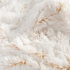 Goldea luxusní deka - mikro s extra dlouhým vlasem - béžová/bílá 150 x 200 cm