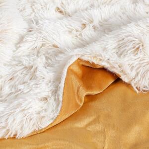 Goldea luxusní deka - mikro s extra dlouhým vlasem - béžová/bílá 150 x 200 cm