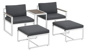 Moderní zahradní nábytek z kovu a polywoodu, 5 dílů, šedý