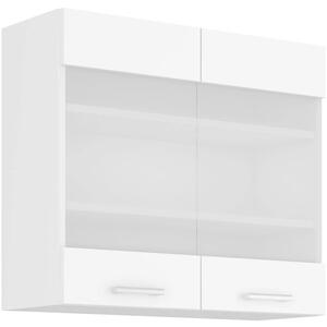 Horní prosklená skříňka EDISA - šířka 80 cm, bílá