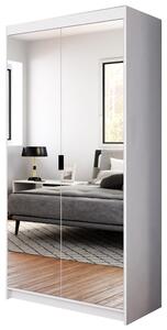 Šatní skříň ELENA 2D + zrcadla + nástavec | 89,7 cm | bílá