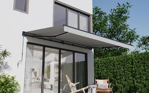Elektrická markýza s LED osvětlením BestBerg BBSU-EL495LG / 495 x 300 cm / světle šedá