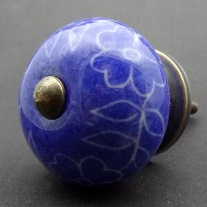 Keramická úchytka -Povíjnice modrá rytá Barva kovu: antik světlá