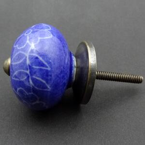 Keramická úchytka -Povíjnice modrá rytá Barva kovu: antik světlá