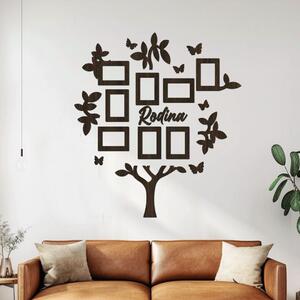 Dřevo života | Dřevěný fotorámeček na zeď FAMILY TREE Zvolte barvu dekoru: Wenge | Rozměry (cm)rámečků: 109x117