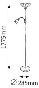 Rabalux 4091 HARMONY LUX - Moderní stojací lampa se čtecí bodovkou, 1 x E14 + 1 x E27, 177cm (Stojací lampa, nestmívatelná)
