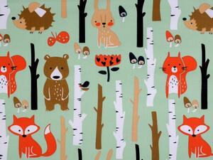 Bavlněná látka lišky v lese - 2 (292) mint