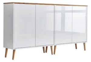 ŠIROKÁ KOMODA, vysoce lesklá bílá, dub artisan, bílá, 158/86/33 cm MID.YOU - Komody na nožičkách, Online Only