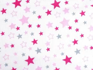 Bavlněný flanel hvězdy - 4 (381) bílá růžová