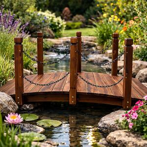 Dekorační zahradní mostek BestBerg BBGD-4002 / 150 x 67 x 56 cm / hnědá